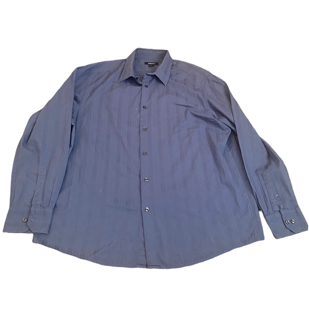 Claiborne | Mens Blue Button up Long Sleeve Stripe Dress shirt Size XL - Picture 2 of 6